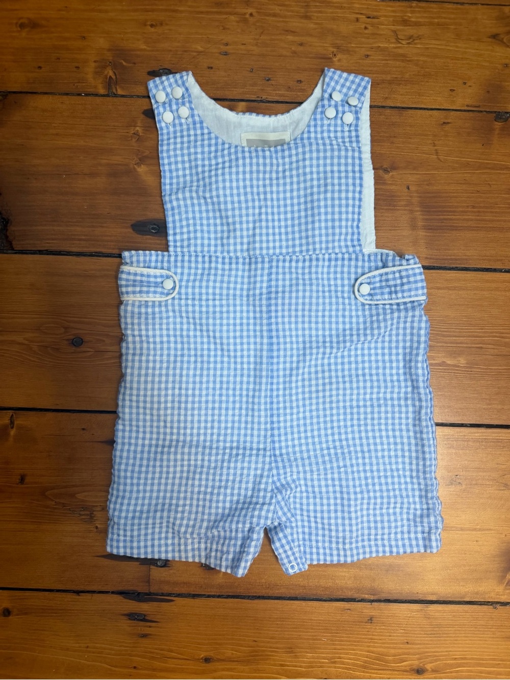 Blue Gingham Kids Romper Shortalls